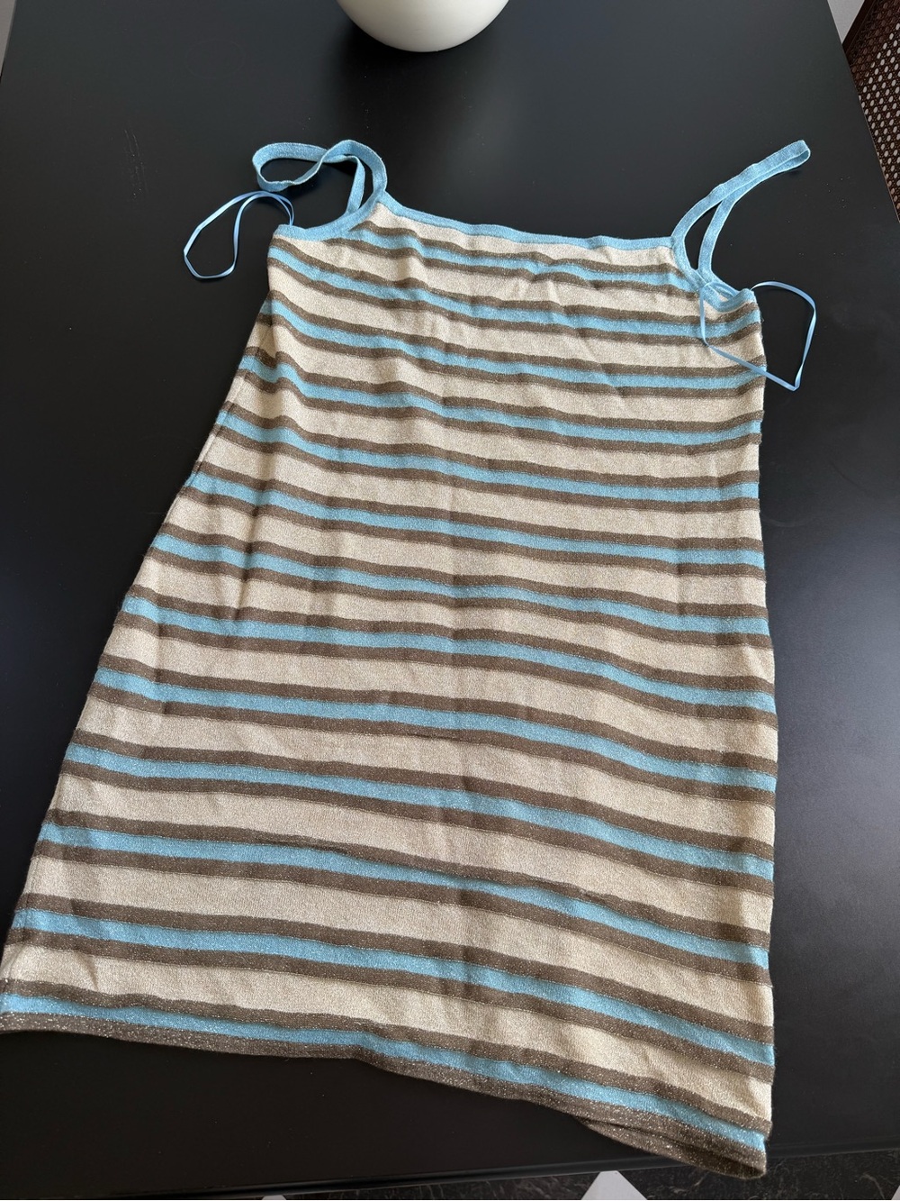 bec + bridge Tan and Blue Stripedu Tank with Blue Trim
